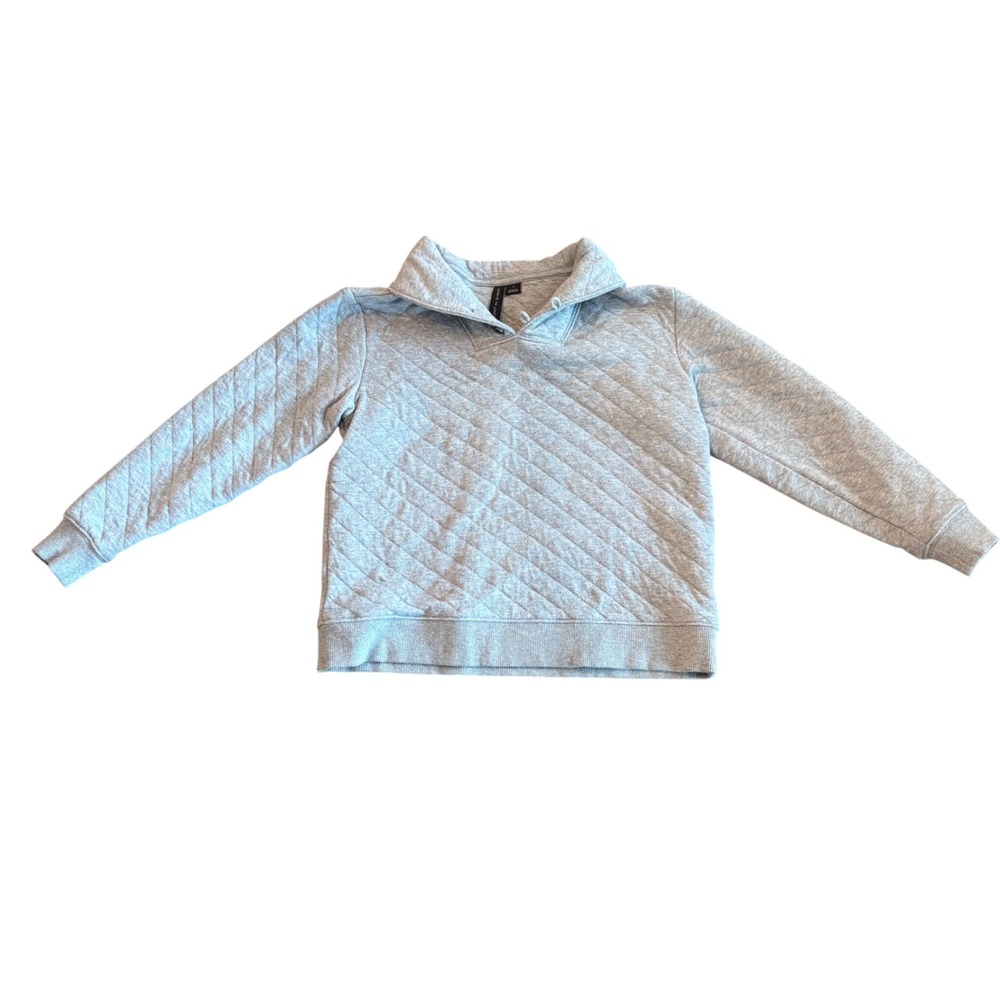 Janie and Jack Kids Gray Quilted Split Collar Pullover Sweatshirt Size 7
